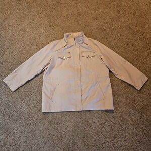 Details Intl Womens 2x Rain Coat Full Zip Jacket Beige Some Light Markings